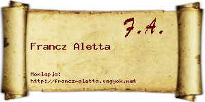 Francz Aletta névjegykártya
